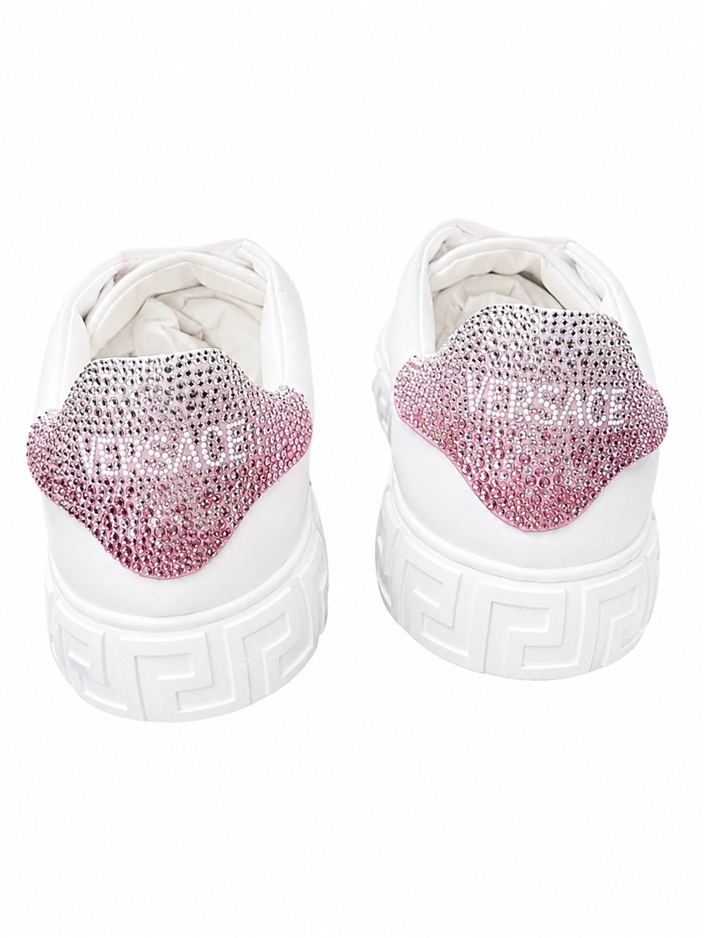 NWT VERSACE Pink Ombré Greca Crystal Tessuto Free Bio Embellished Sneakers - Picture 11 of 14